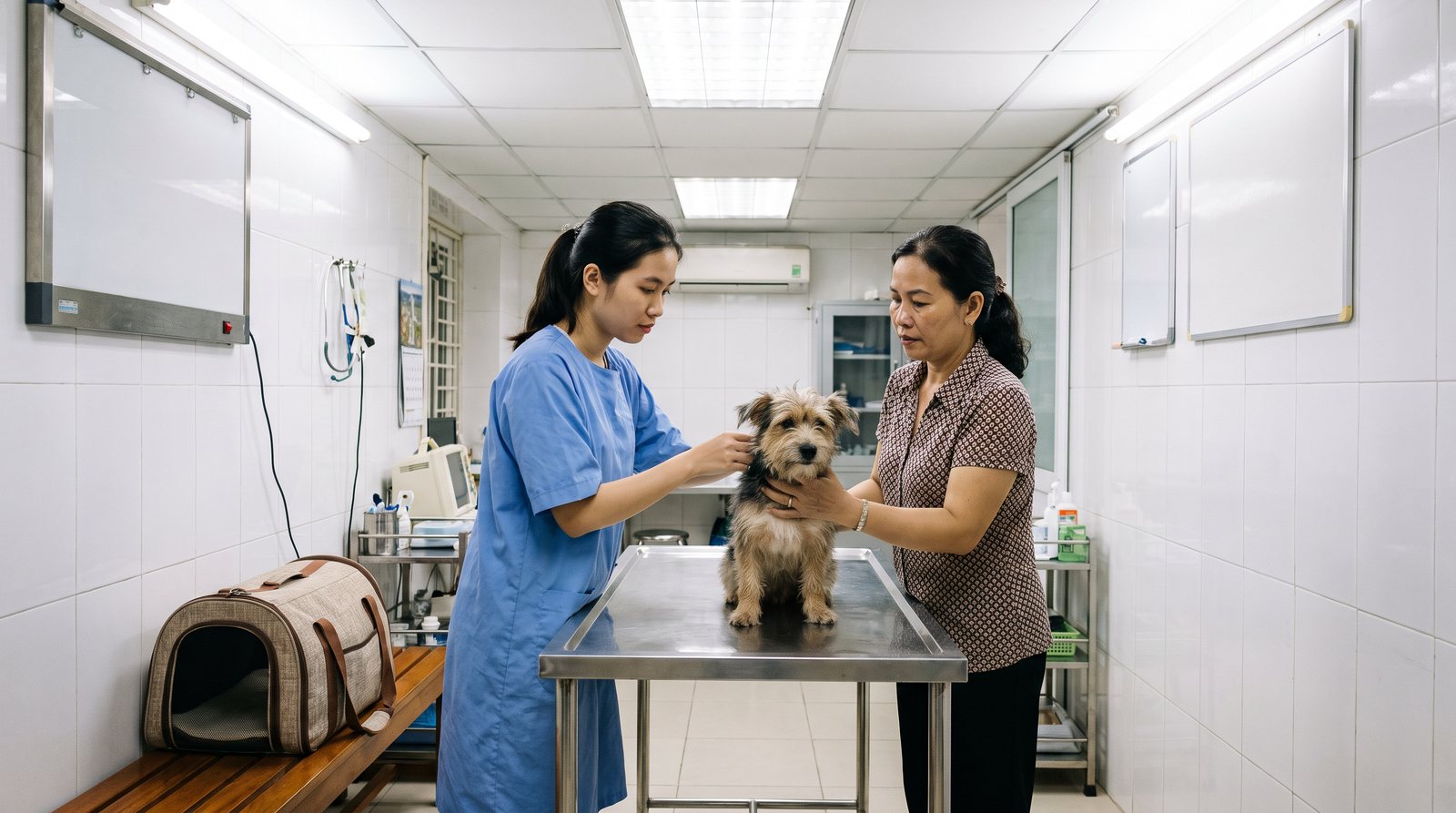 A veterinary clinic examination room