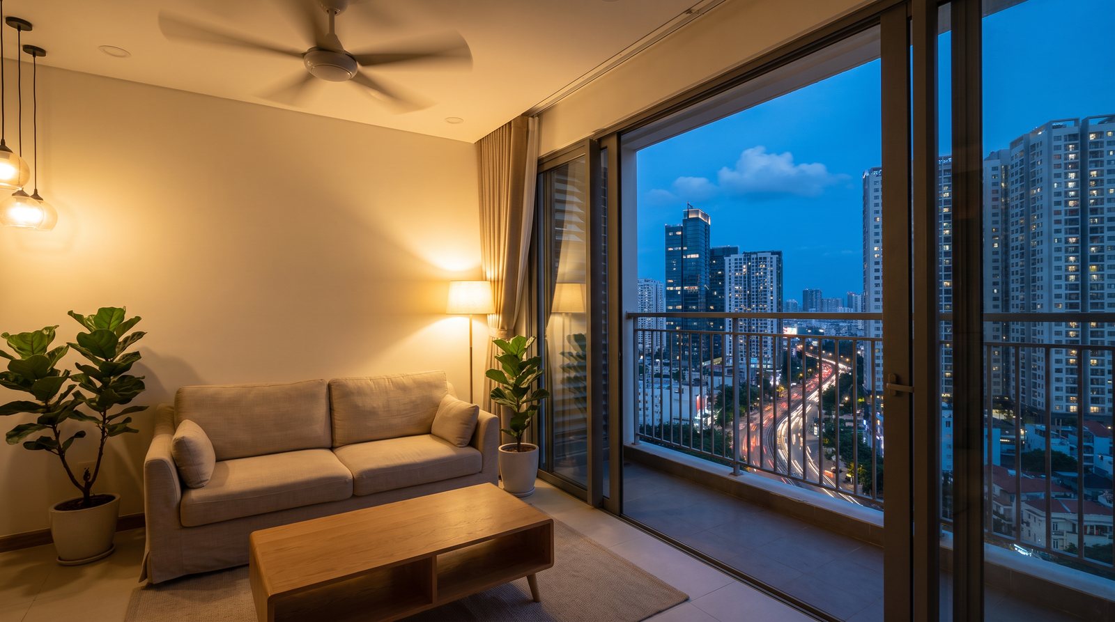 An apartment in Ho Chi Minh City at dusk