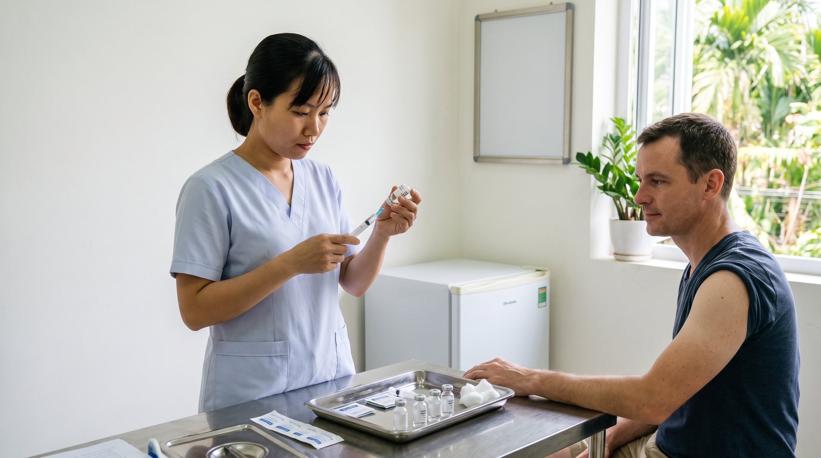 A travel-vaccination clinic in Vietnam