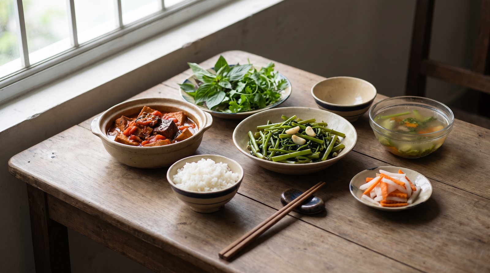 A vegetarian temple meal