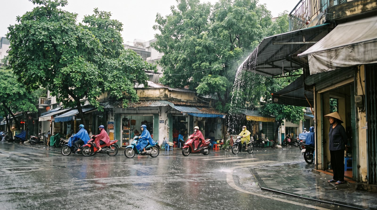 A street corner in the wet season