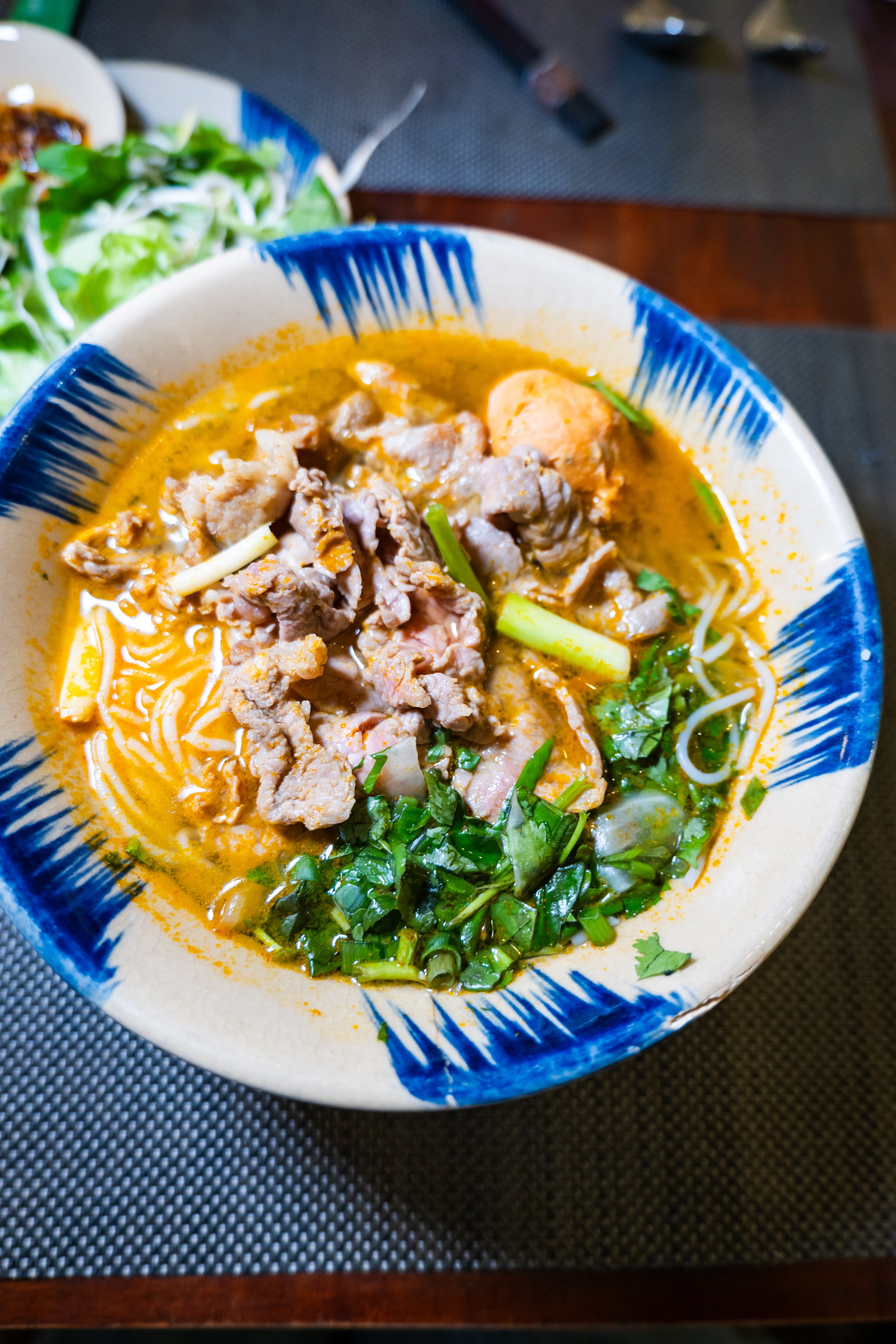 Bun Bo Hue, traditional and famous Vietnamese noodle dish in Hue, Vietnam