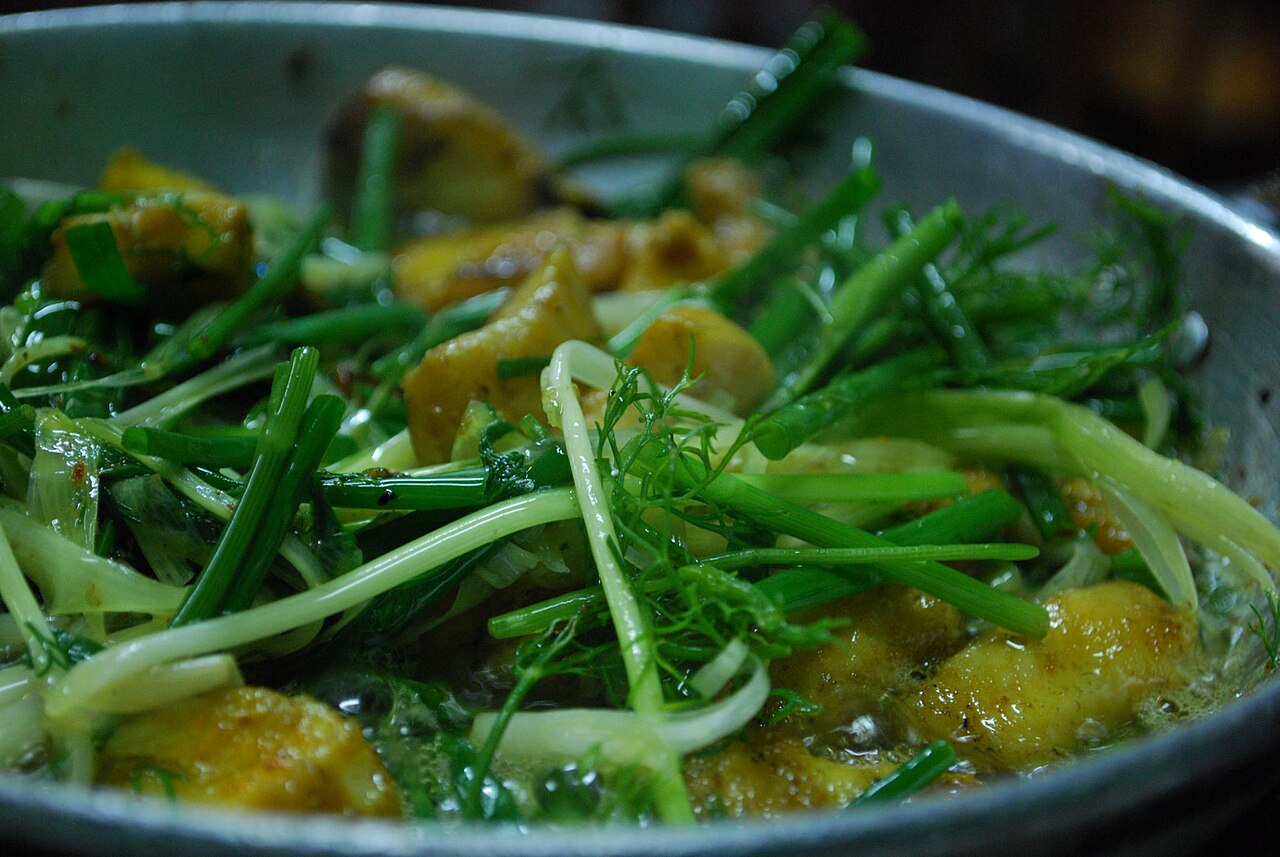 Fish and dill for 2 - close-up - Cha Ca La Vong VND120000 each