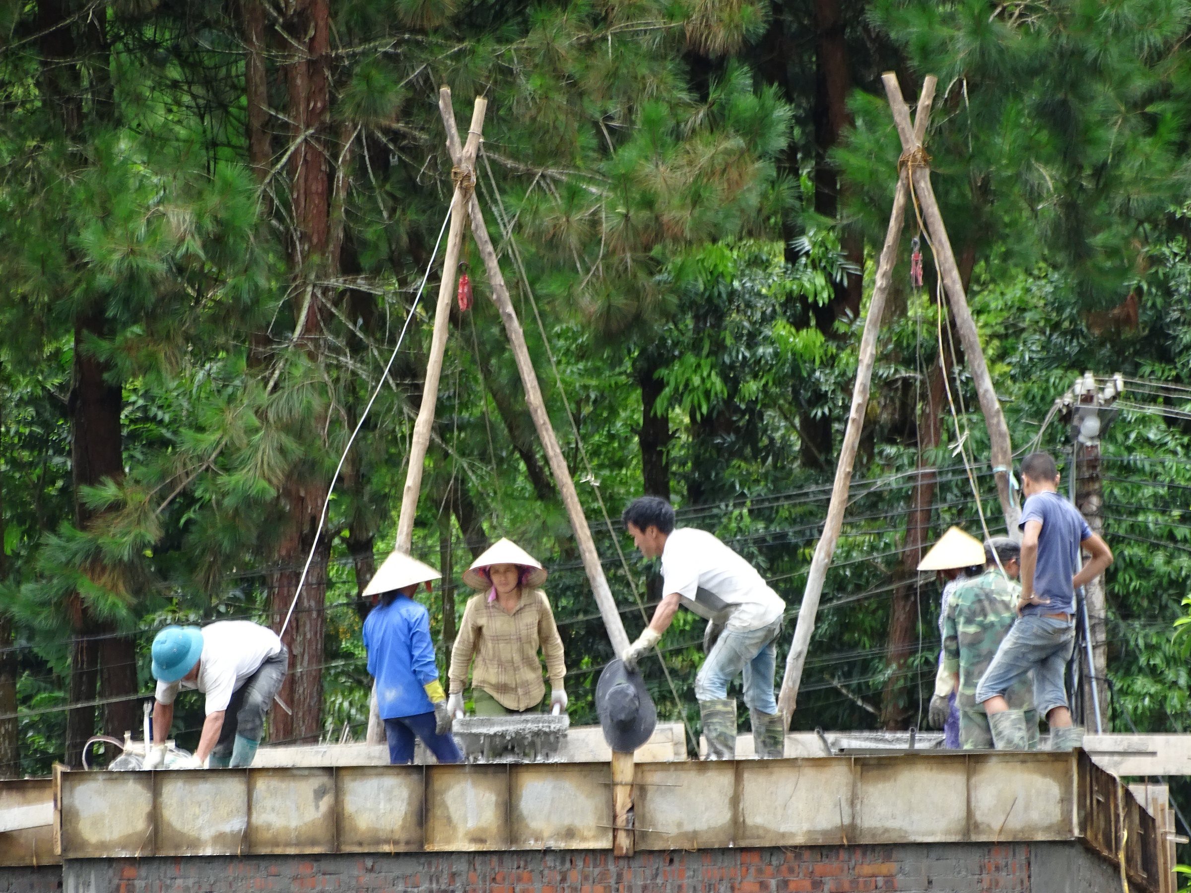 Construction Workers on Roof - Near Bac Ha - Lao Cai Province - Vietnam (48203385447)