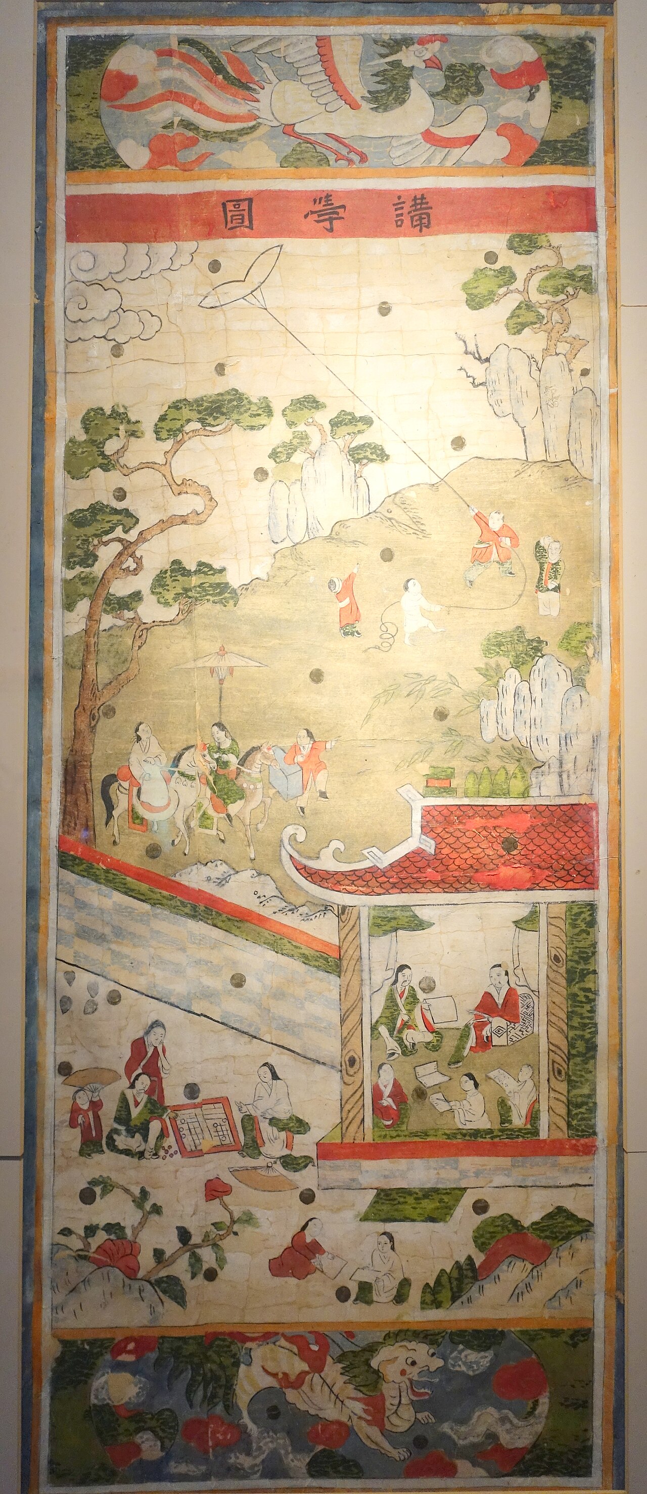 Picture of giving lecture, Doc Loi temple, Nghe An province, late 18th century, Do (poonah) paper - Vietnam National Museum of Fine Arts -…