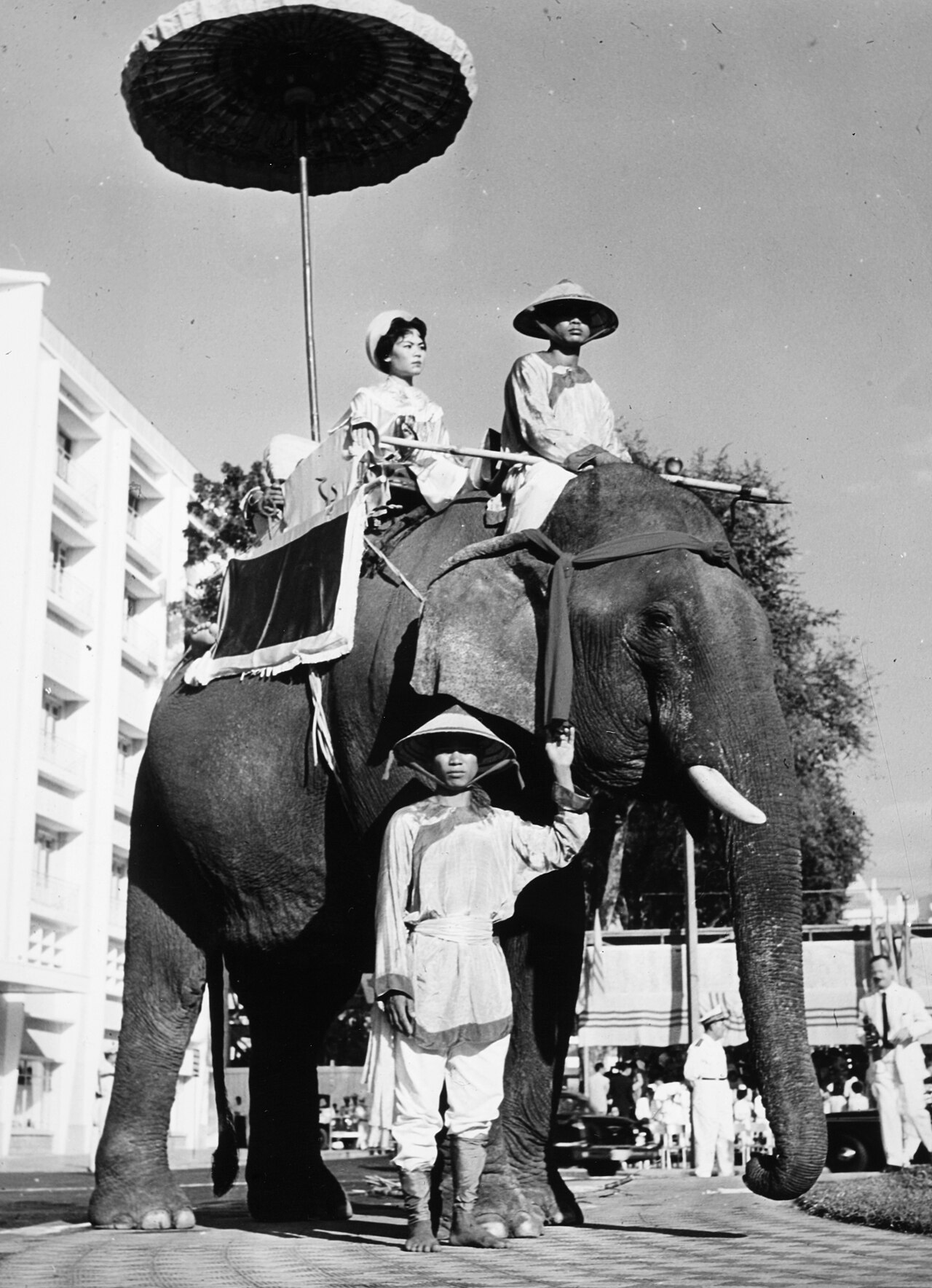 On a sunny day in Saigon, national heroines of Viet Nam are honored with a parade of elephants and floats